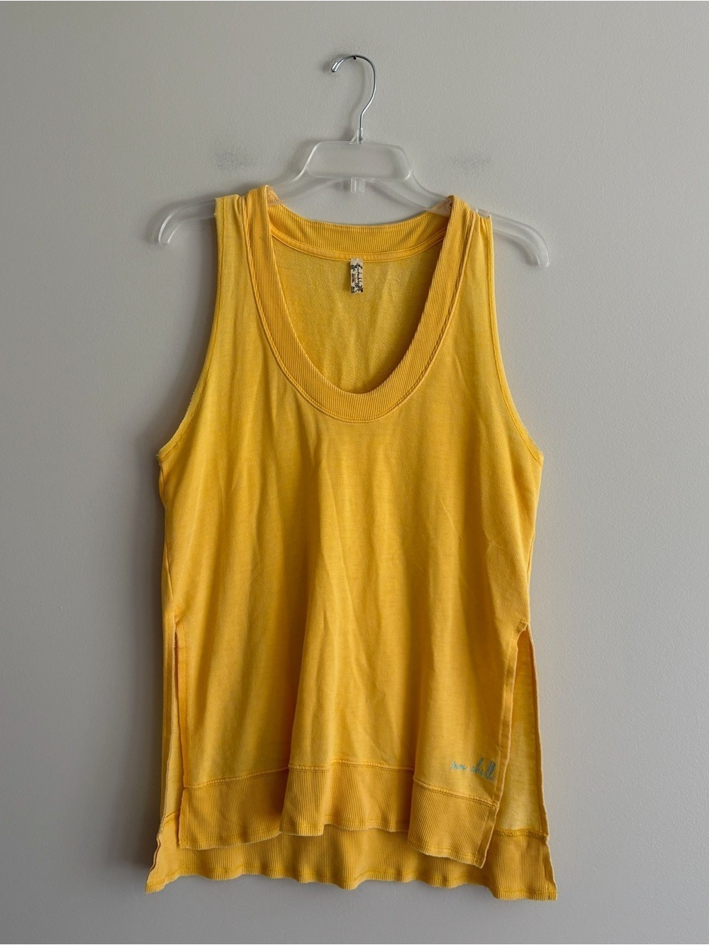 Free People Intimately Free Yellow Tank Top Size XS NWT Ribbed Hem Slit